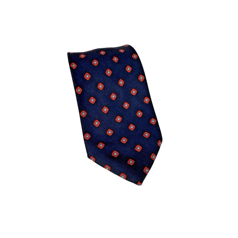 Brooks Brothers Makers Tie 100% Silk Necktie Handmade in USA Blue Geometric Red